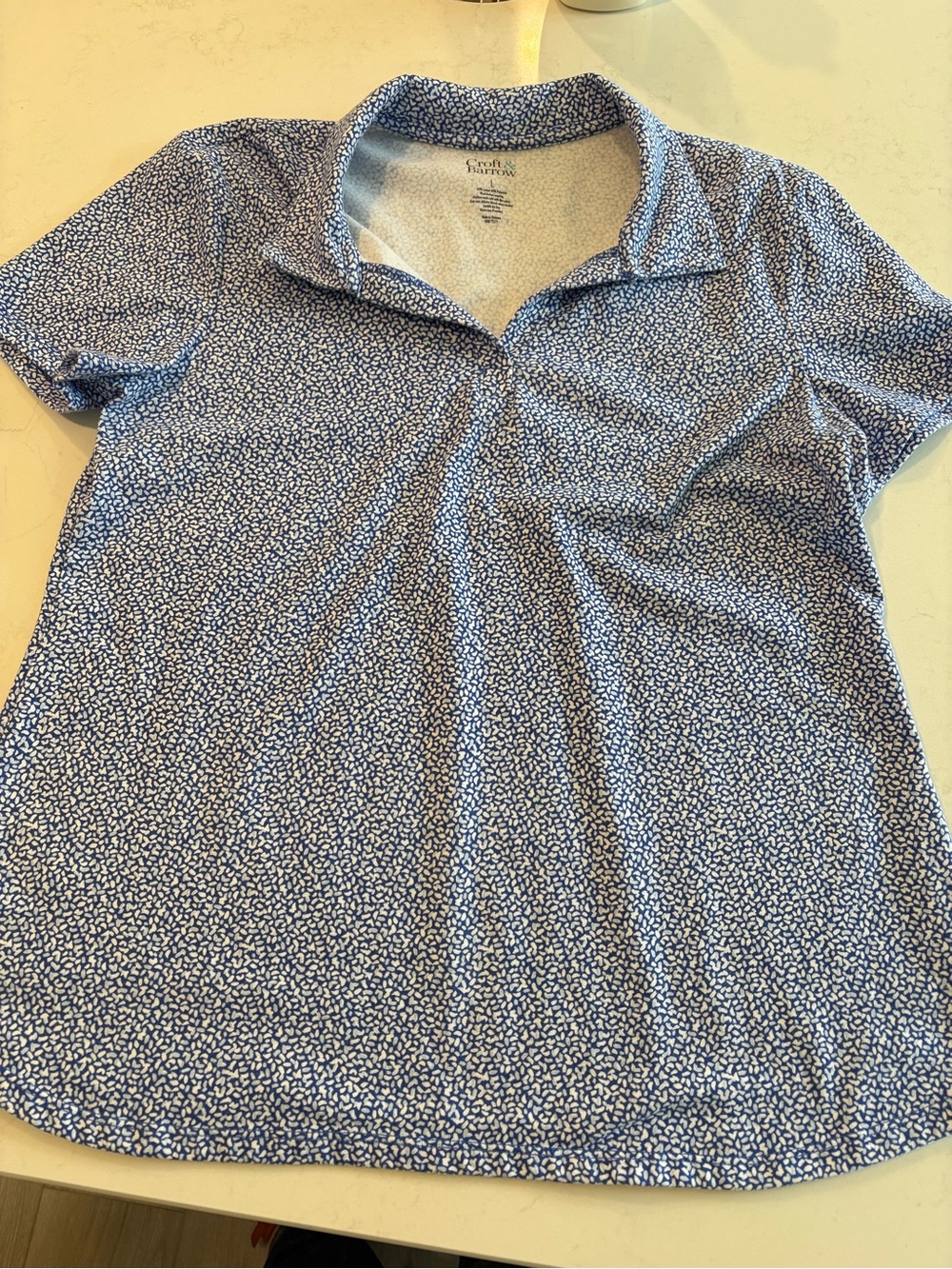 croft & barrow Blue Microprint Short-Sleeve Polo Shirt